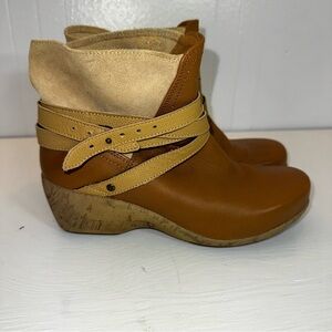 Rocky 4EurSole Tan Leather Strappy Wedge Ankle Boots Size 7-7.5
